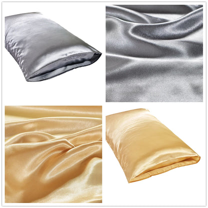 1Pc Queen Satin Silk Pillowcase Pillow Case Cover Home Bedding Smoothy Pillow Rectangle Bedding Pillow